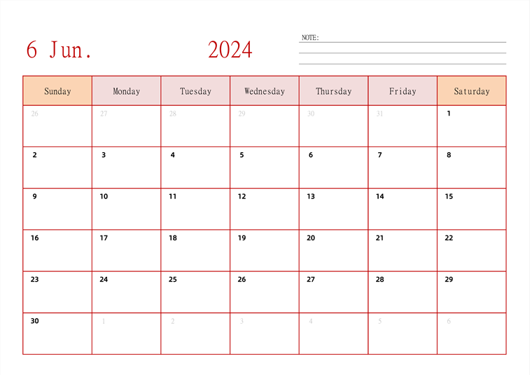 2024年日历台历 英文版 横向排版 周日开始